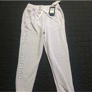 Girls Under Armour Fleece Joggers Cool Pink White Size MD
